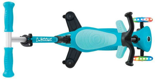 Globber Kids Scooter Foldable Go Up Active Lights 360° 3-Wheel with Seat Aqua