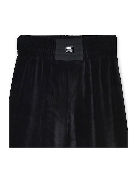 High Waist Sweatpants Wide Velvet Black