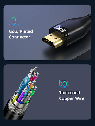 Cabletime HDMI 2.1 Ultra High Speed 48Gbps 4K 120Hz HDR VRR Kabel HDMI-Stecker - HDMI-Stecker 3m Schwarz