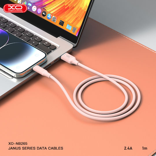 XO NB265 USB-A zu Lightning Kabel 18W Rosa 1m 16.005.0319