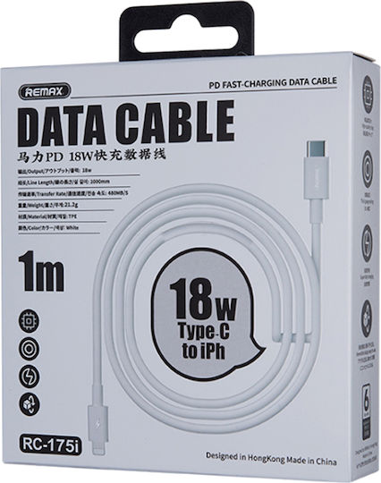 Remax RC-175i USB-C to Lightning Cable 20W White 1m