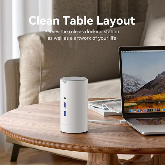 Vention Docking Station USB-C Docking Station με HDMI 4K PD Ethernet και σύνδεση 2 Οθονών Λευκό