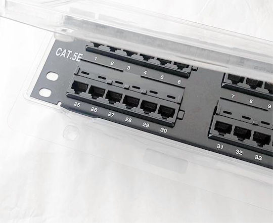 Patch Panel για Rack 2U 19" 48 Θυρών cat5e Μαύρο