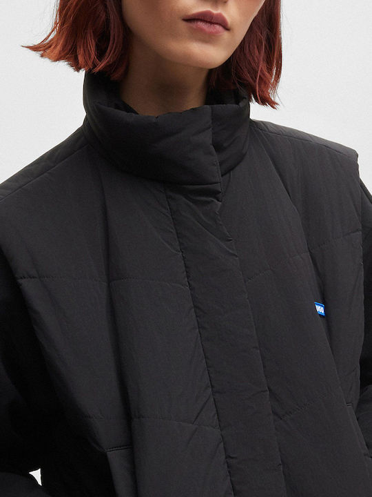 Falisa1 Women's Black Coat with Zipper