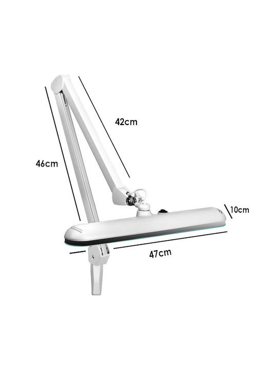 801-L LED Schreibtischlampe mit klappbarem Arm und Clip in Weiß Farbe