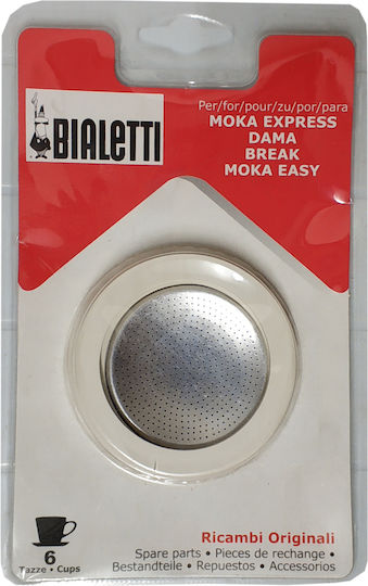 Bialetti 800004 Coffee Maker Replacement Filter & 3 Flanges for Moka 6 Servings