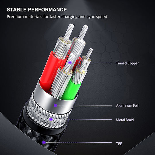 Cabletime 1m Braided USB 2.0 to micro USB Cable (CT-C165-P05-B1)