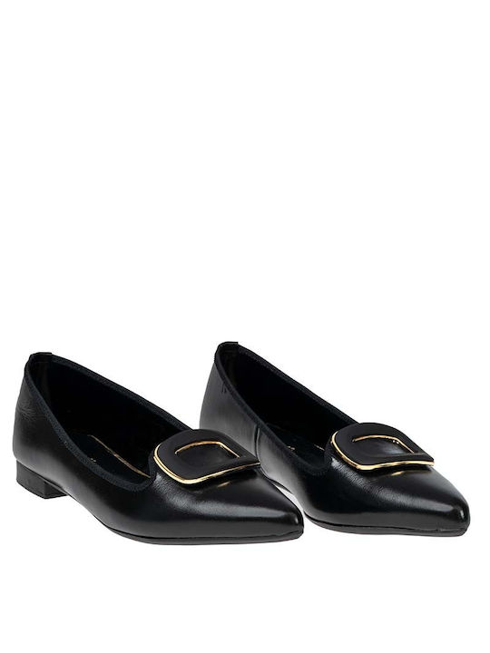 Divide Leather Ballerinas Black