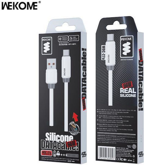 WK USB 2.0 Kabel USB Typ-C männlich - USB-A 66W PD Weiß 1m