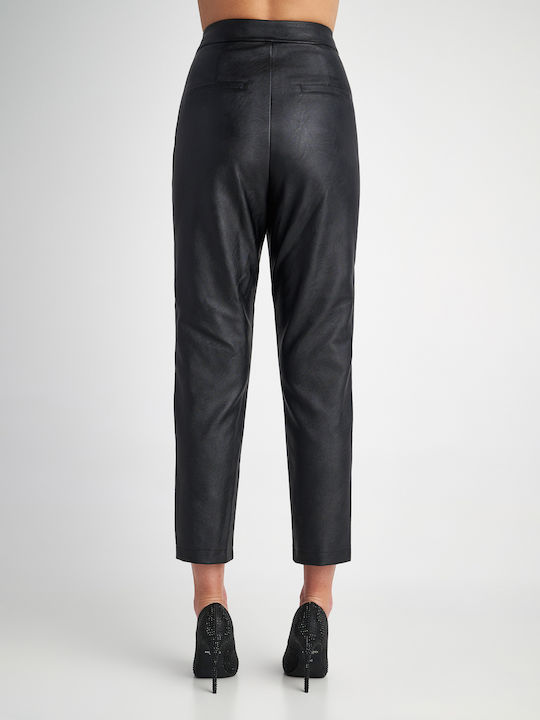 Staff Women's Leather Trousers in Slim Fit Black