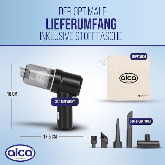Alca 221300 Car Handheld Vacuum Dry Vacuuming with Power 50W Rechargeable 7.4V
