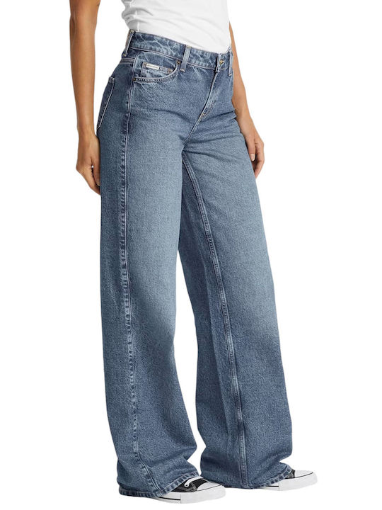 Guess Women's High-waisted Cotton Trousers Blue