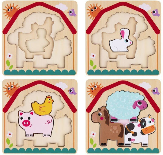 Ξύλινο Παιδικό Puzzle Σφηνώματα Farm για 1+ Ετών 7pcs Eli Neli