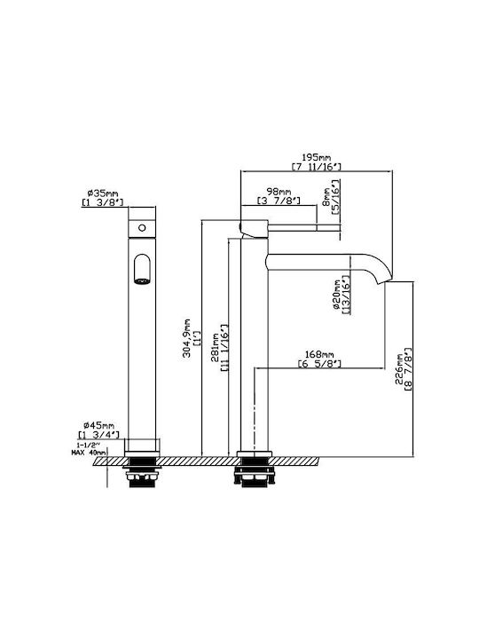 Karag Artemis Mixing Tall Sink Faucet Black