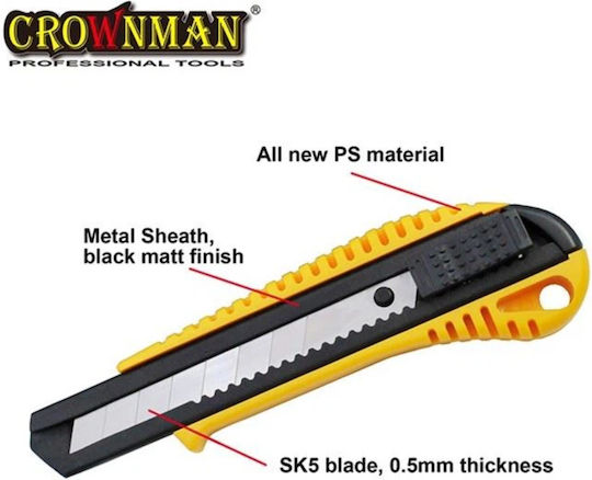 Crownman Faltschneider mit Kunststoff Körper und Klingenbreite 18mm Black