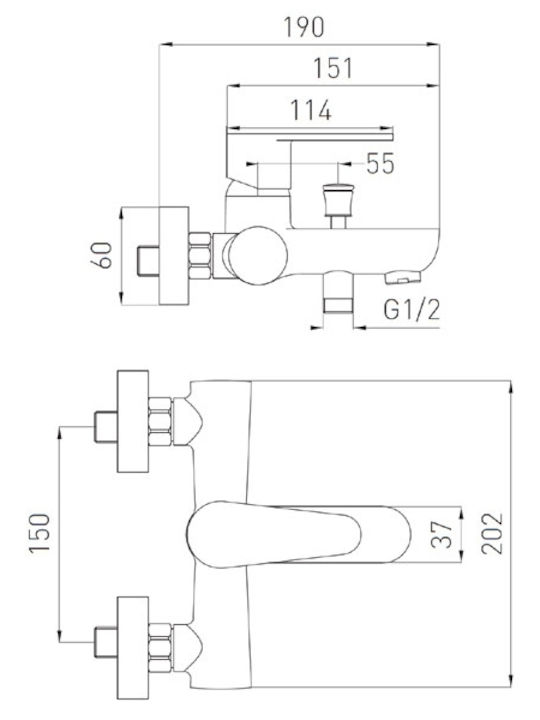 Ferro Algeo Mixing Bathtub Shower Faucet Black