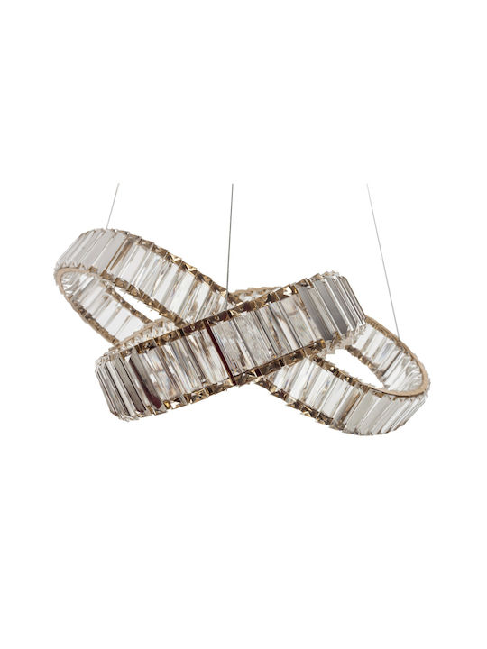 Artekko Pendant Light Gold LED with Warm White Light with Crystals 60cm