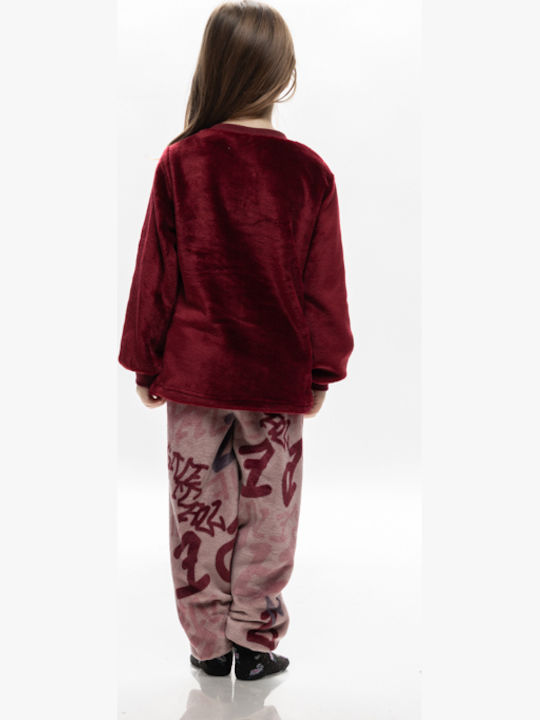 Galaxy Kids' Pajamas Winter Fleece burgundy Who Runs