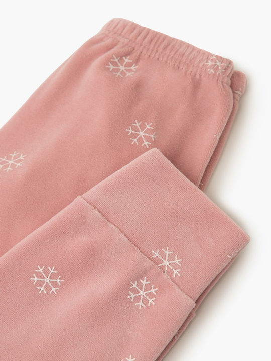 Minerva Kids' Pajamas Winter Cotton Pink Snow Flakes