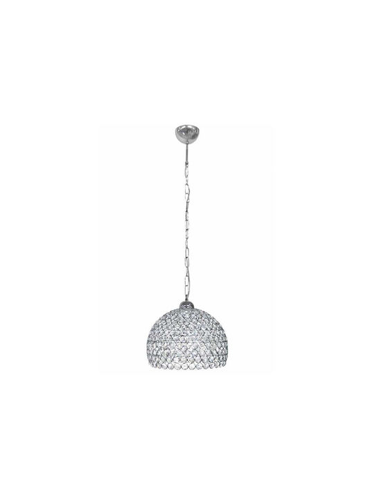 Heronia Adjustable Pendant Light Silver with Crystals for Socket E27 36x85cm