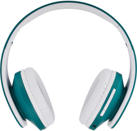 PowerLocus P2 Wireless / Wired Over Ear Headphones with Radio with 20 hours of Operation White / Blue 069321