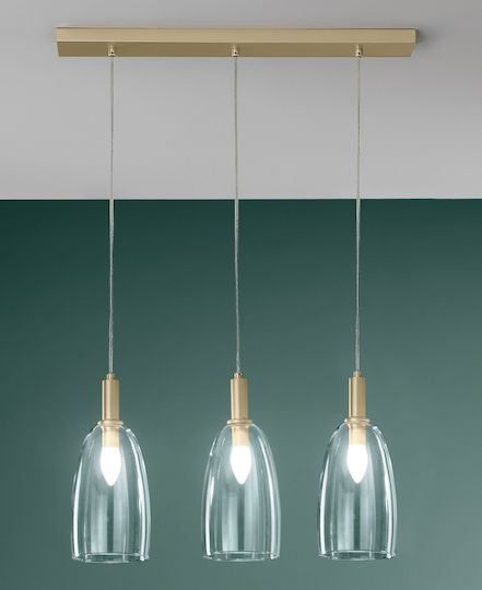 Fan Europe I-Brandy-S3 Κρεμαστό Φωτιστικό Χρυσό Ράγα με Ντουί E14 72x14x150εκ.
