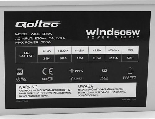 Qoltec LED Power Supply Power 505W with Output Voltage 12V