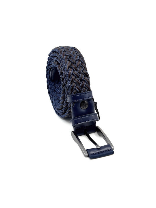 Legend Accessories Men's Knitted Leather Belt Blue