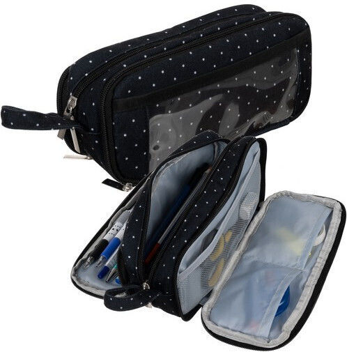 Manta Pencil Case Barrel with 3 Compartments Black