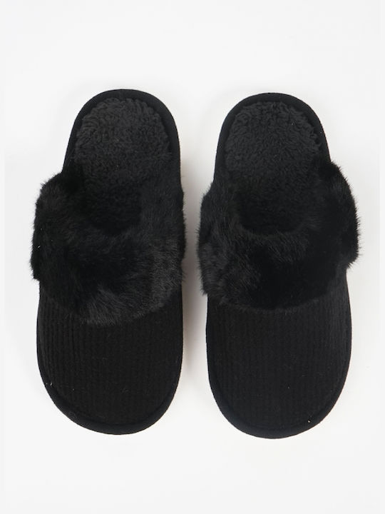 Piazza Shoes Winter Women's Slippers with fur in Black color