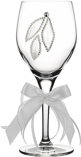 Ioannis European Crystals Set Carafă de Nuntă cu Pahar de Vin din Cristal Alb 2buc