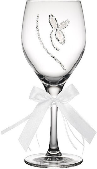 Ioannis European Crystals Wedding Carafe Set with Wine Glass made of Crystal White 2pcs