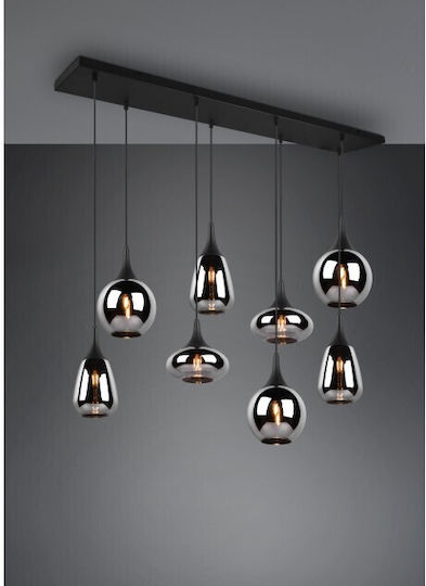 Trio Lighting Lumina Adjustable Pendant Light Black Rail for 8 Bulbs E14, E.14 121x20x150cm