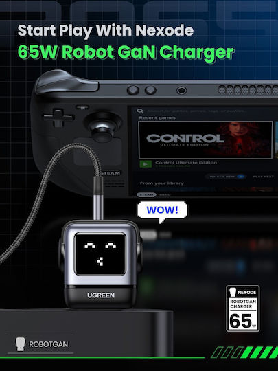 Ugreen GaN Wireless Charger with USB-A Port and 2 USB-C Ports 65W Power Delivery Quick Charge 4.0 Gray (CD361)