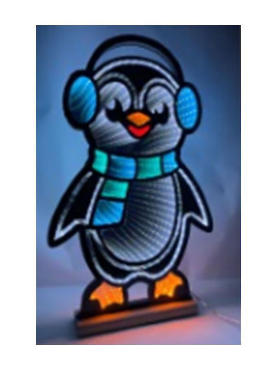 Iliadis Illuminated Christmas Wooden Figure Penguin Height 40cm Base