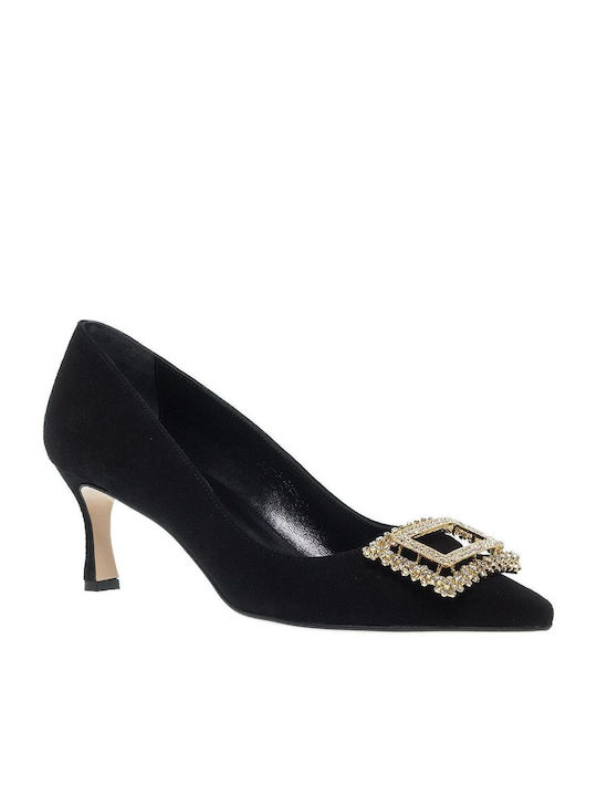 Mourtzi Suede Black Heels