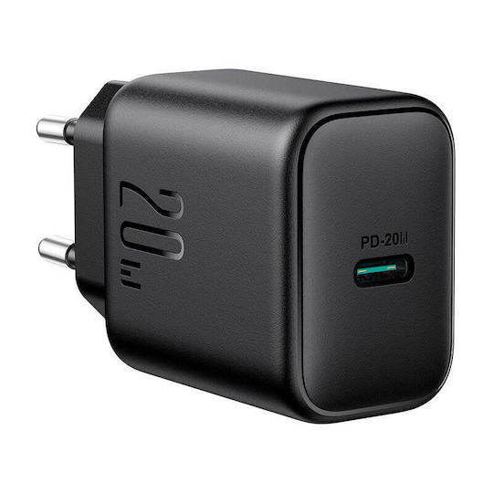 Joyroom Charger Without Cable with USB-C Port 20W Power Delivery / Quick Charge 3.0 Black (JR-TCF20)