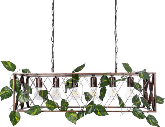 GloboStar Clarity Pendant Light Brown Grid for 6 Bulbs E27 78x25x22cm