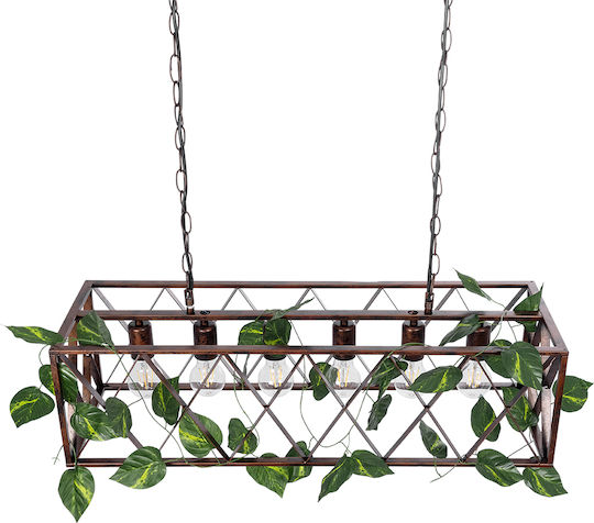 GloboStar Clarity Pendant Light Brown Grid for 6 Bulbs E27 78x25x22cm