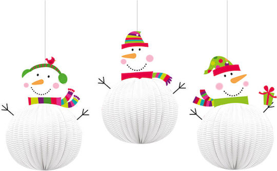 Amscan Weihnachtliche Figur SNowman Weiß 3Stück