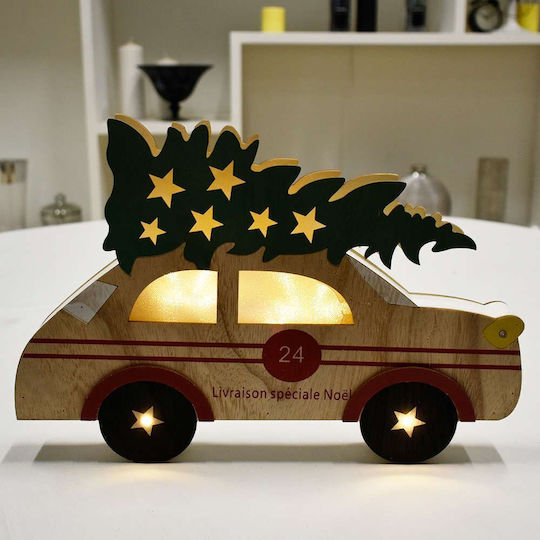 Atmosphera Beleuchtete Weihnachtsfigur aus Holz Auto Rote 35x35x4cm Fr Car Tree