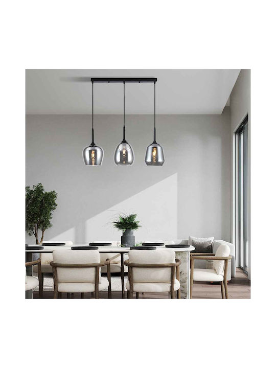 Viokef Pendant Light Black Rail with Socket E27 75x150cm