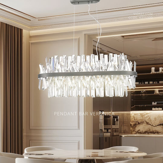 Viokef Hängelampe Silber Schiene für 8 Lampen G9 81x143cm.