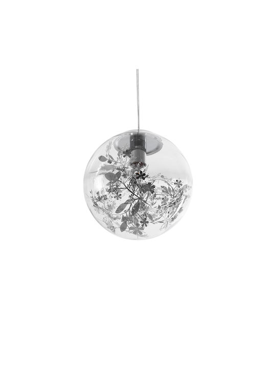 GloboStar Harper Deckenleuchte Silber Kugel mit Lampenbirnensockel E27 25x25x30cm