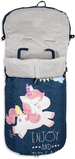 Interbaby Unicornio Universal Sac de picioare pentru cărucior Albastru cu căptușeală de catifea