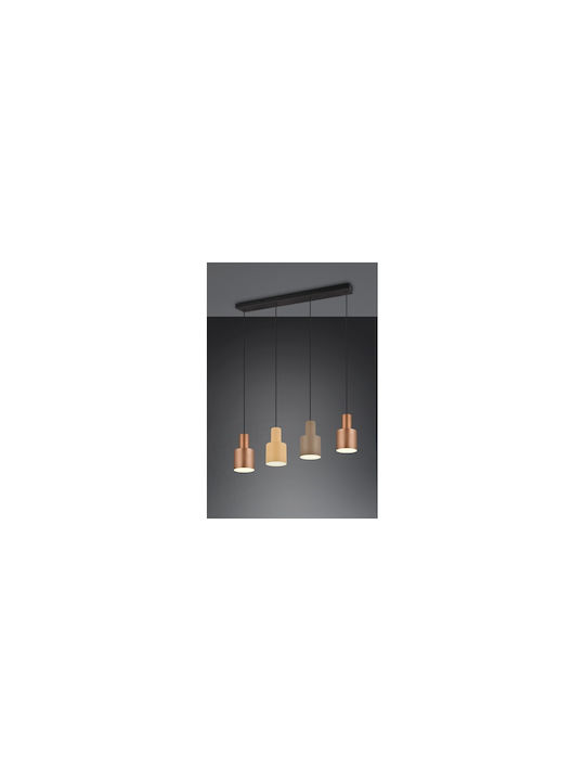 Trio Lighting Pendant Light Black Rail for 4 Bulbs E27 87x12x150cm