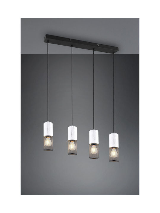 Trio Lighting Tosh Pendant Light White Rail for 4 Bulbs E27 65x9x150cm