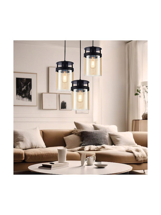 Viokef Pendant Light Black Rail with Socket E27 60.5x21cm