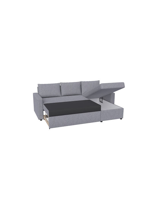 Concept Corner Couch Bed with Reversible Angle & Storage Space Grey 218x153x80 cm