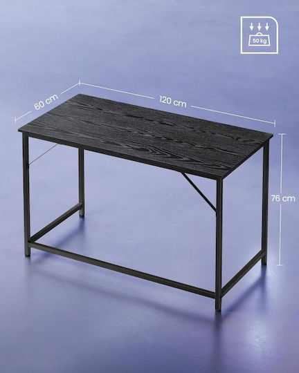 Vasagle бюро със стоманена рамка 60x120x75см индустриално черно